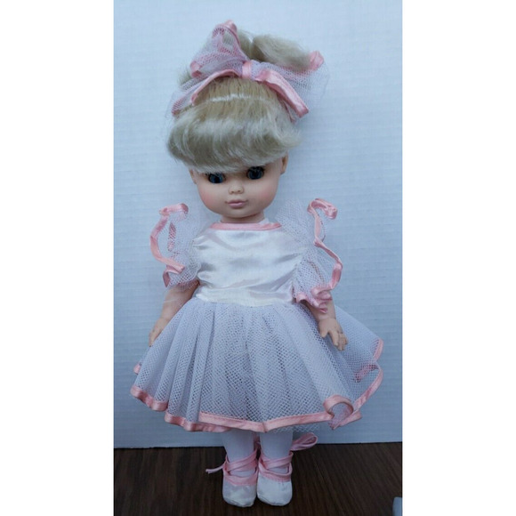 Blonde Haired Blue Eyed Girl In White Ballerina Dress 13 Inch Doll - Picture 1 of 8